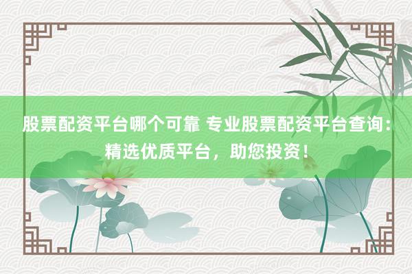 股票配资平台哪个可靠 专业股票配资平台查询:精选优质平台,助您投资!