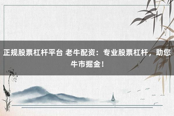 正规股票杠杆平台 老牛配资:专业股票杠杆,助您牛市掘金!