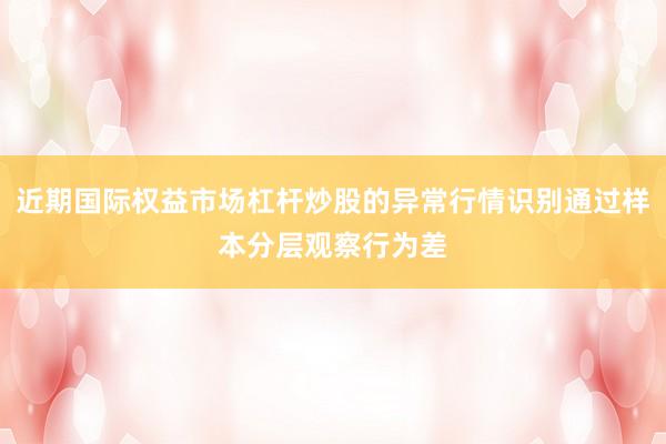 近期国际权益市场杠杆炒股的异常行情识别通过样本分层观察行为差
