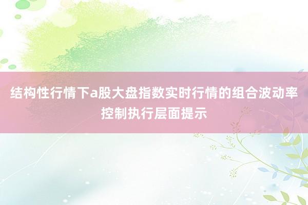 结构性行情下a股大盘指数实时行情的组合波动率控制执行层面提示