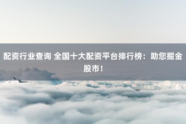 配资行业查询 全国十大配资平台排行榜：助您掘金股市！
