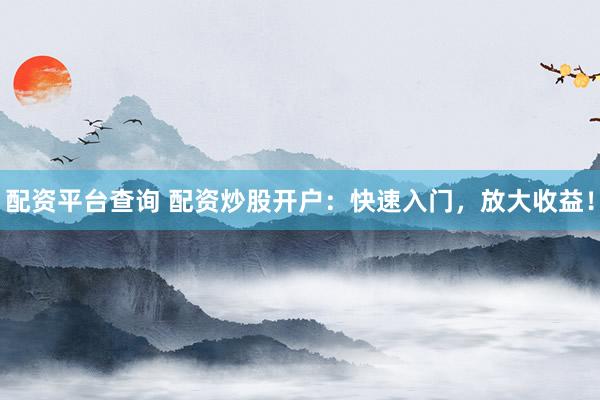 配资平台查询 配资炒股开户：快速入门，放大收益！