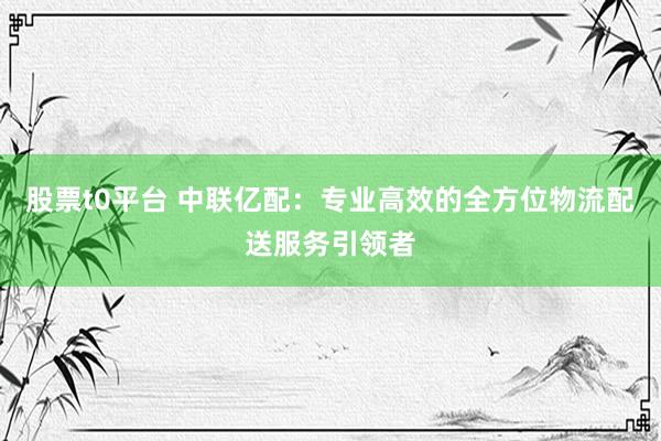股票t0平台 中联亿配：专业高效的全方位物流配送服务引领者
