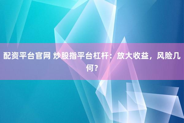 配资平台官网 炒股指平台杠杆：放大收益，风险几何？