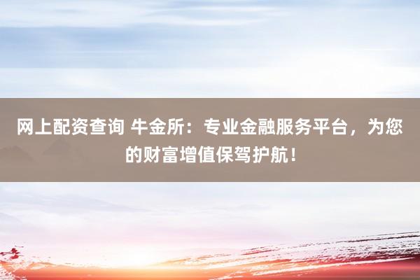网上配资查询 牛金所：专业金融服务平台，为您的财富增值保驾护航！